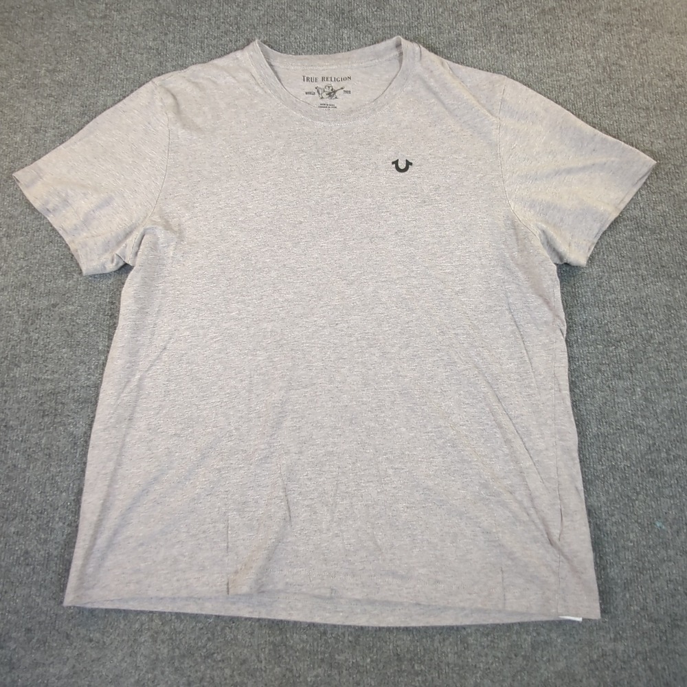True‎ Religion Mens Heather Gray World Tour Logo Graphic T-Shirt Large L 2663